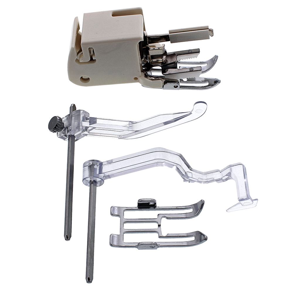 Low shank convertible even-feed foot set with open-toe attachment and two quilting guides, part 214517004