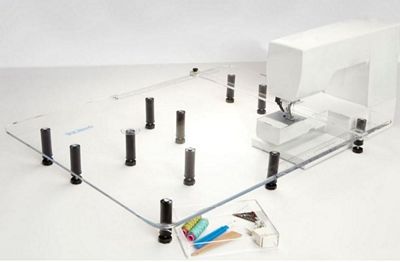 Illustrative Sew Steady Giant table for listed PFAFF machines; opening varies. Machine and optional drawer excluded.