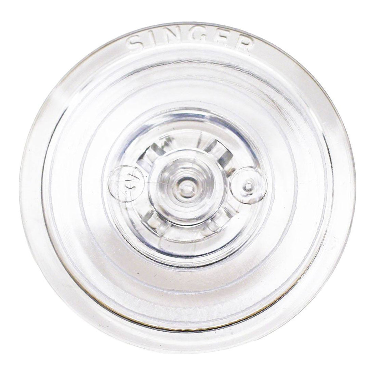 SINGER wind-in-place bobbin viewed from above, with its central assembly visible.