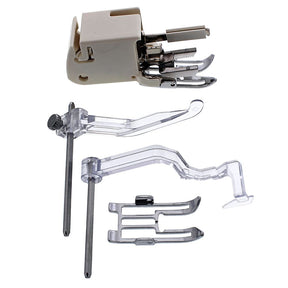 Low shank convertible even-feed foot set with open-toe attachment and two quilting guides, part 214517004