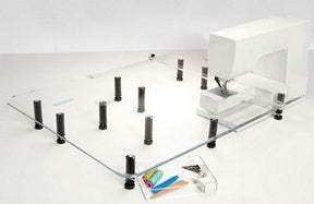 Illustrative Sew Steady Giant table; machine and drawer excluded. DW-B101G fits the listed BERNINA models.