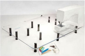 Illustrative Sew Steady Giant table for listed Brother machines; opening varies. Machine and optional drawer excluded.