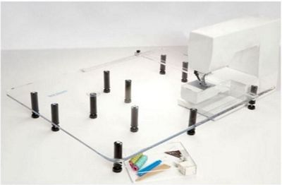 Illustrative Sew Steady Giant table for listed Janome / New Home machines; opening varies. Machine and optional drawer excluded.
