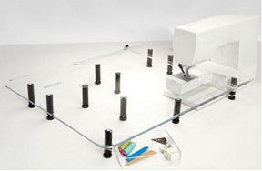 Illustrative Sew Steady Giant table for listed Janome / New Home machines; opening varies. Machine and optional drawer excluded.