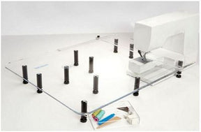 Illustrative Sew Steady Giant table for listed PFAFF machines; opening varies. Machine and optional drawer excluded.